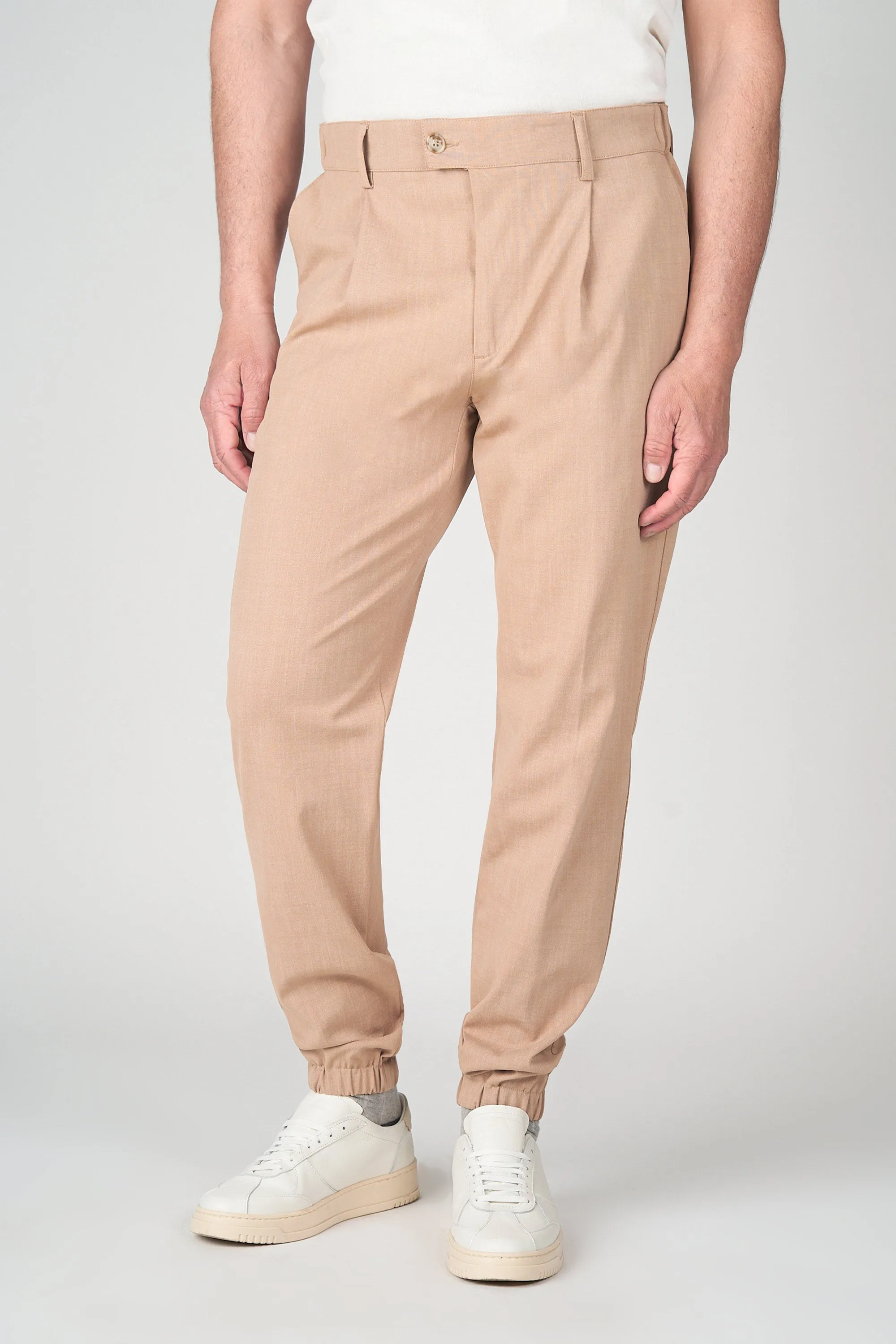 Mélange Jersey Jogger Trousers with Pleat
