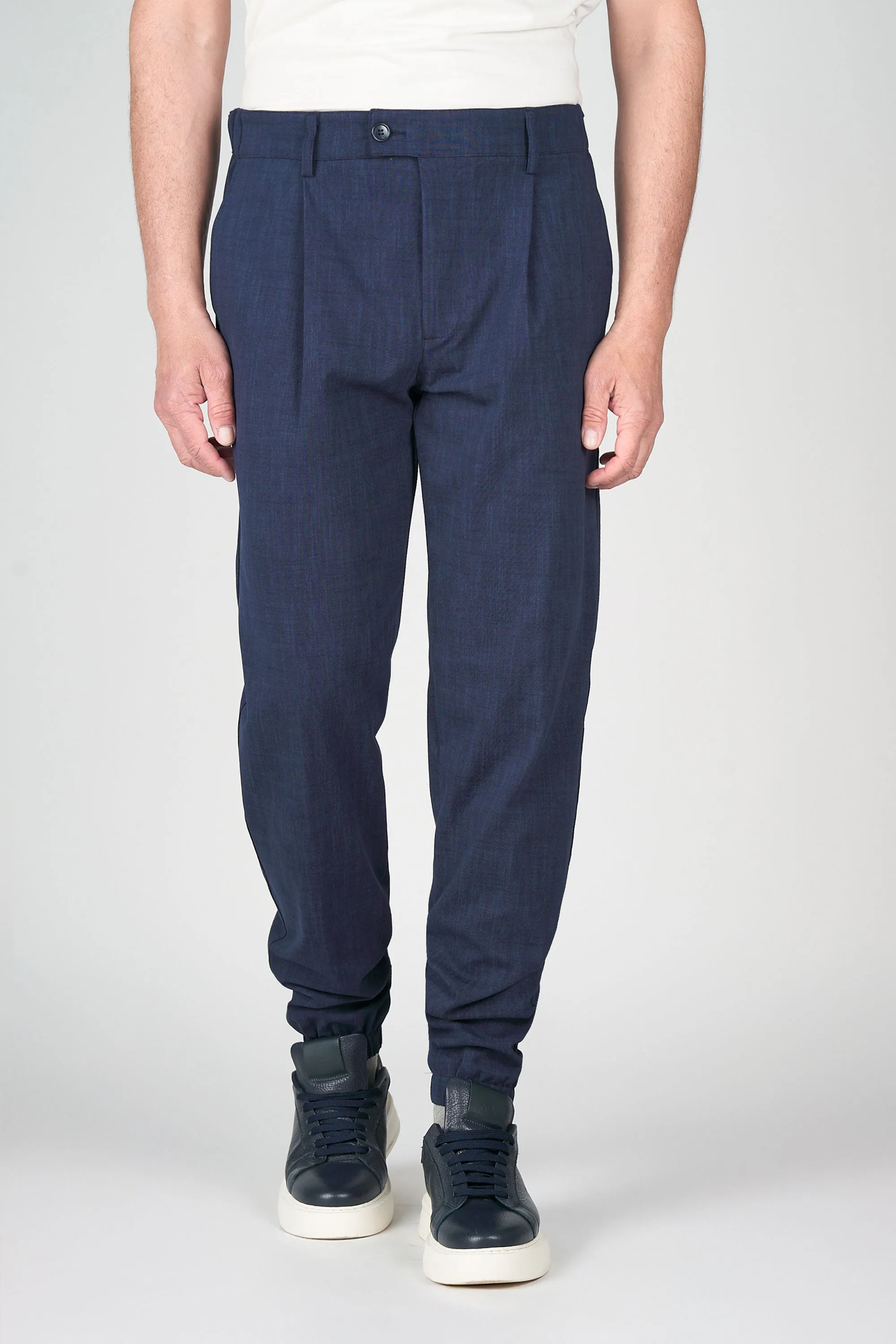 Mélange Jersey Jogger Trousers with Pleat