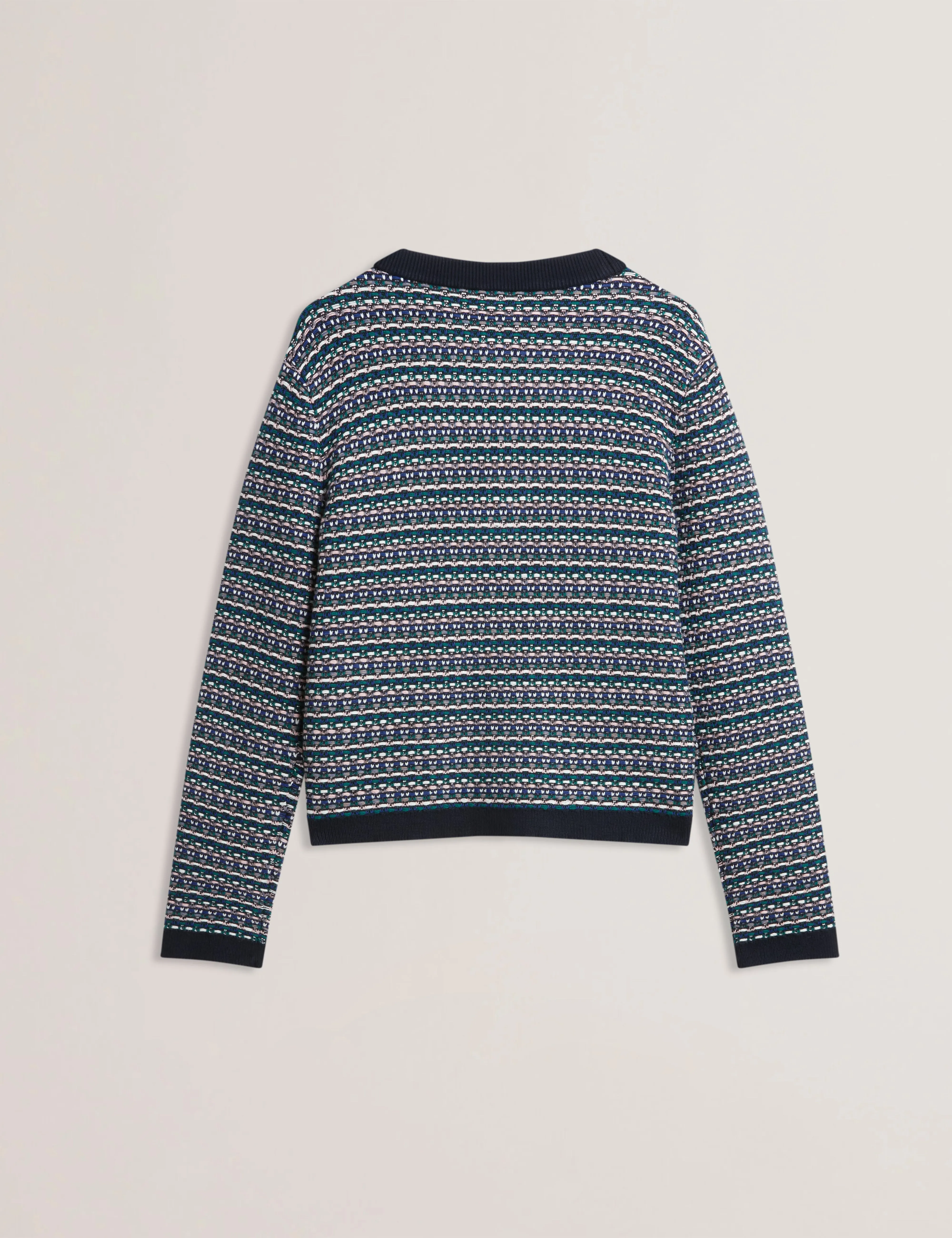 Monice Interest Stitch Knitted Cardigan Navy