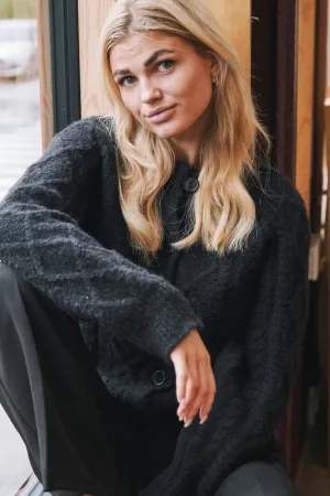 Neo Noir - Selda Cable Soft Knit Cardigan - Black