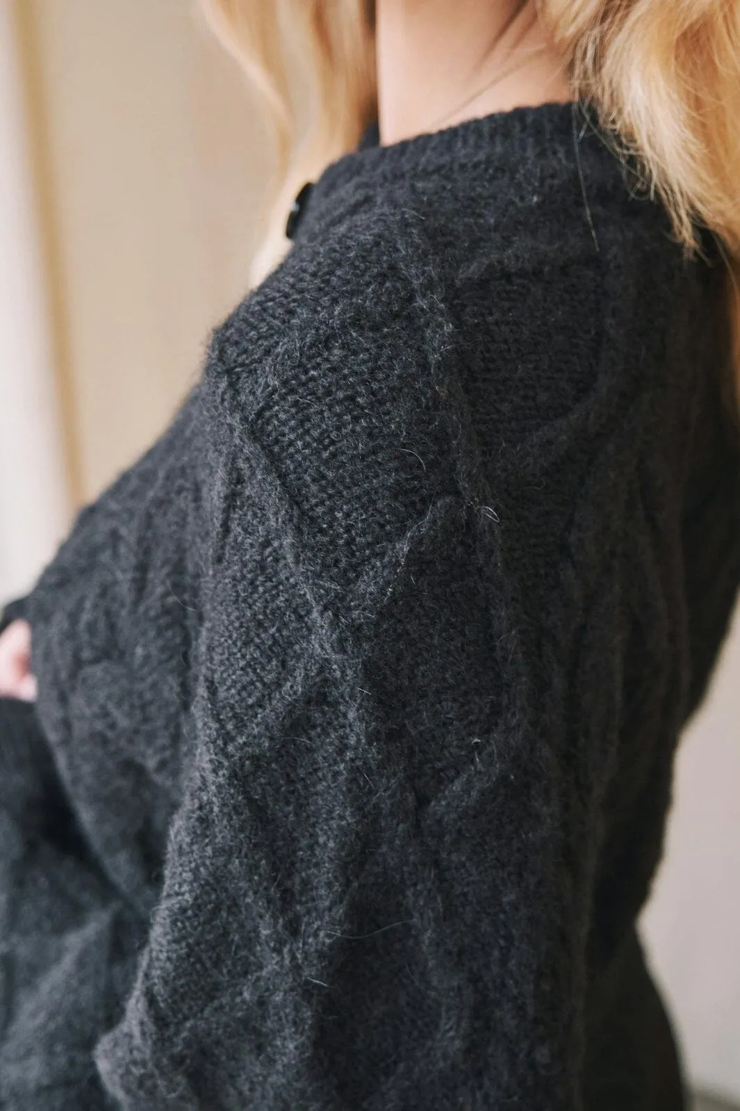 Neo Noir - Selda Cable Soft Knit Cardigan - Black