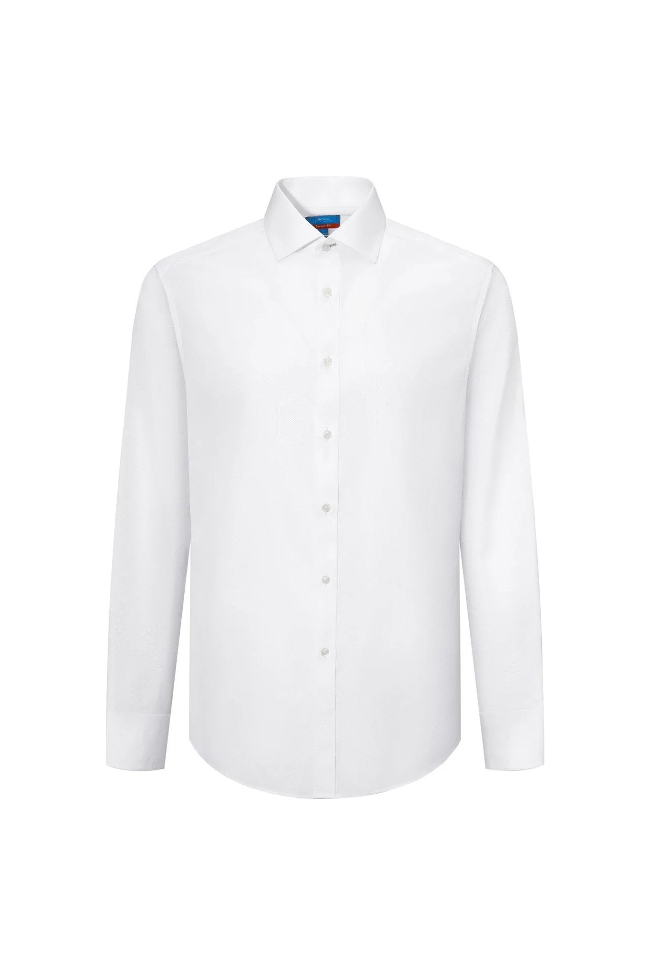 Non-Iron Cotton Stretch Textured Shirt in Smart Fit Semi-Spread Collar