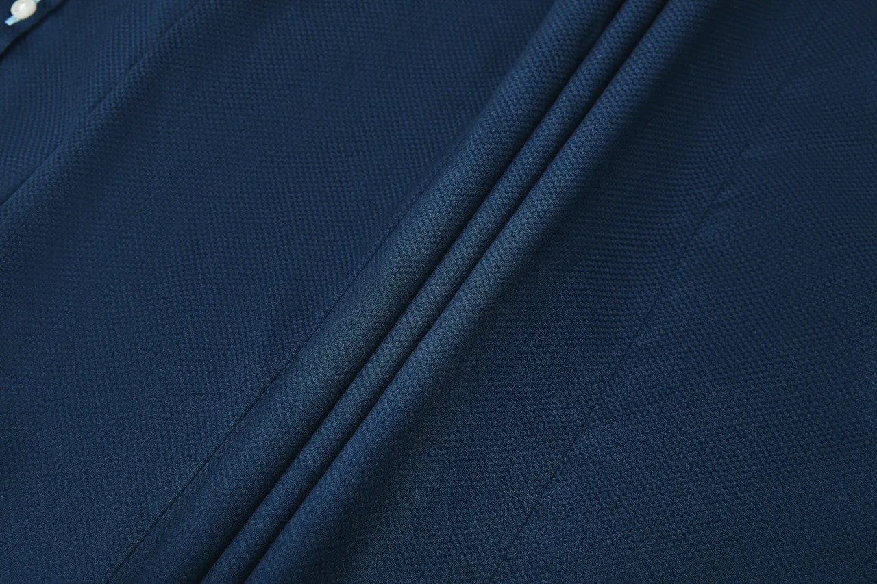 Non-Iron Cotton Stretch Textured Shirt in Smart Fit Semi-Spread Collar