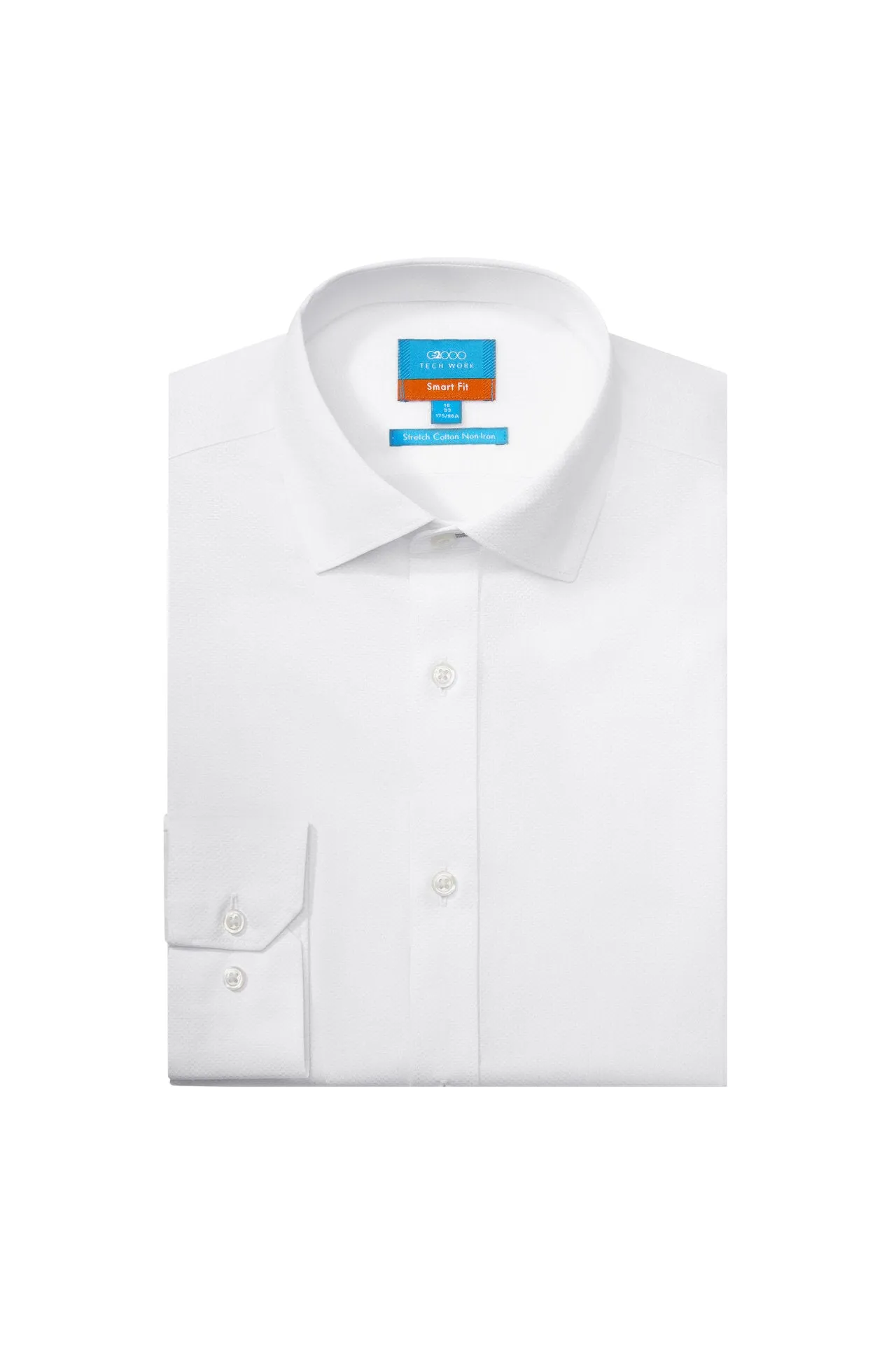 Non-Iron Cotton Stretch Textured Shirt in Smart Fit Semi-Spread Collar
