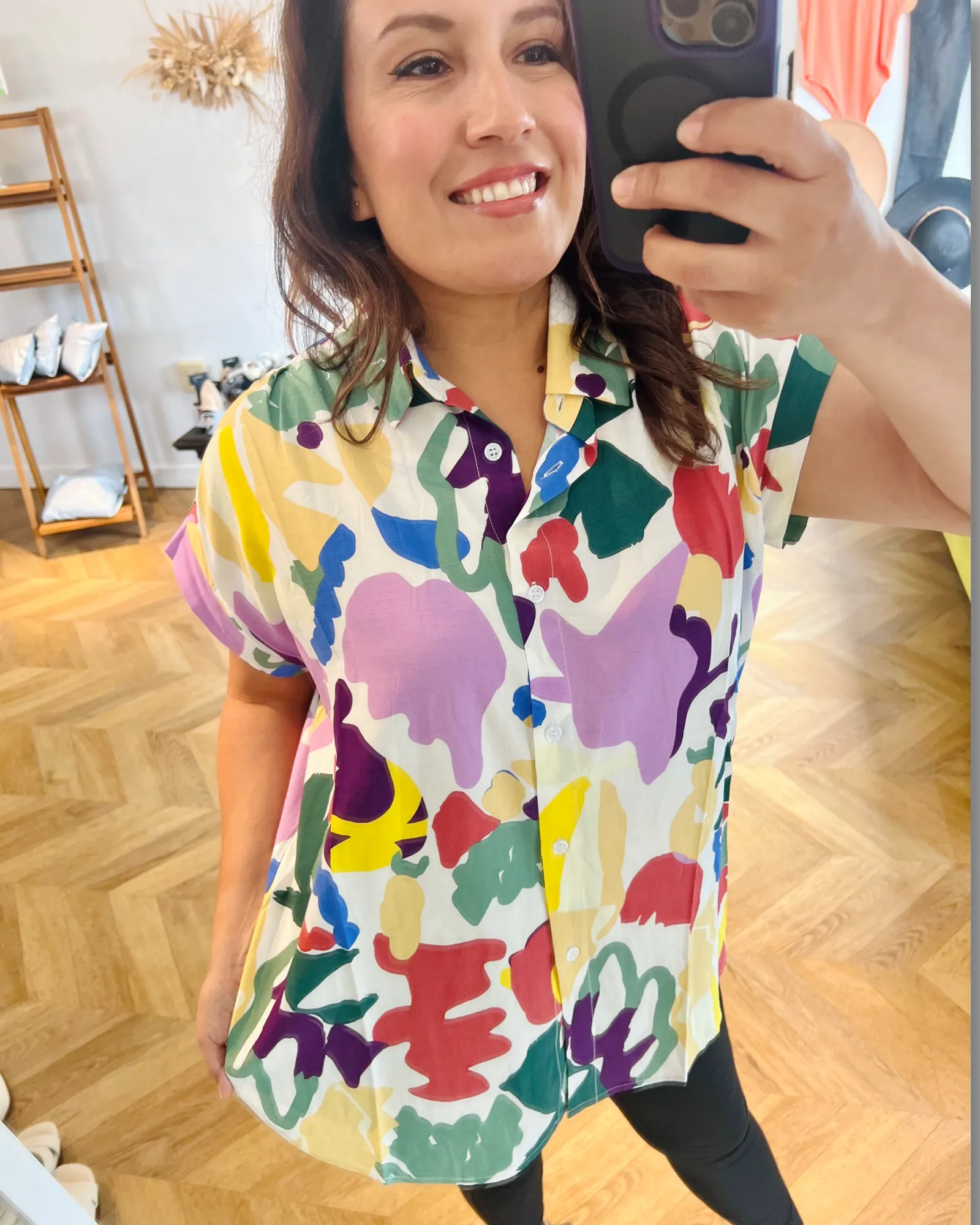 Paint Me Button Down Top