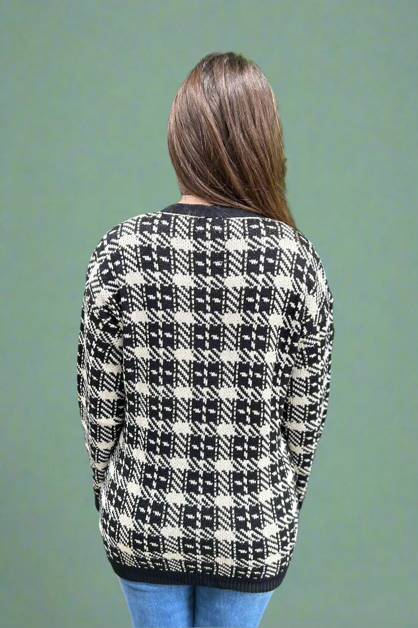 Pearl Button Cardigan - Black