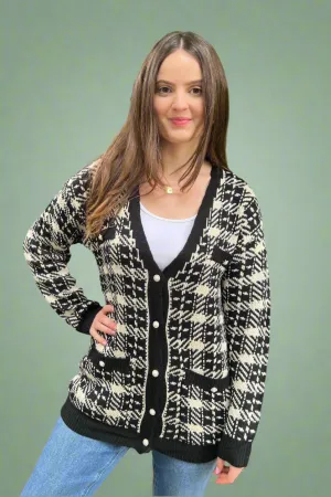 Pearl Button Cardigan - Black
