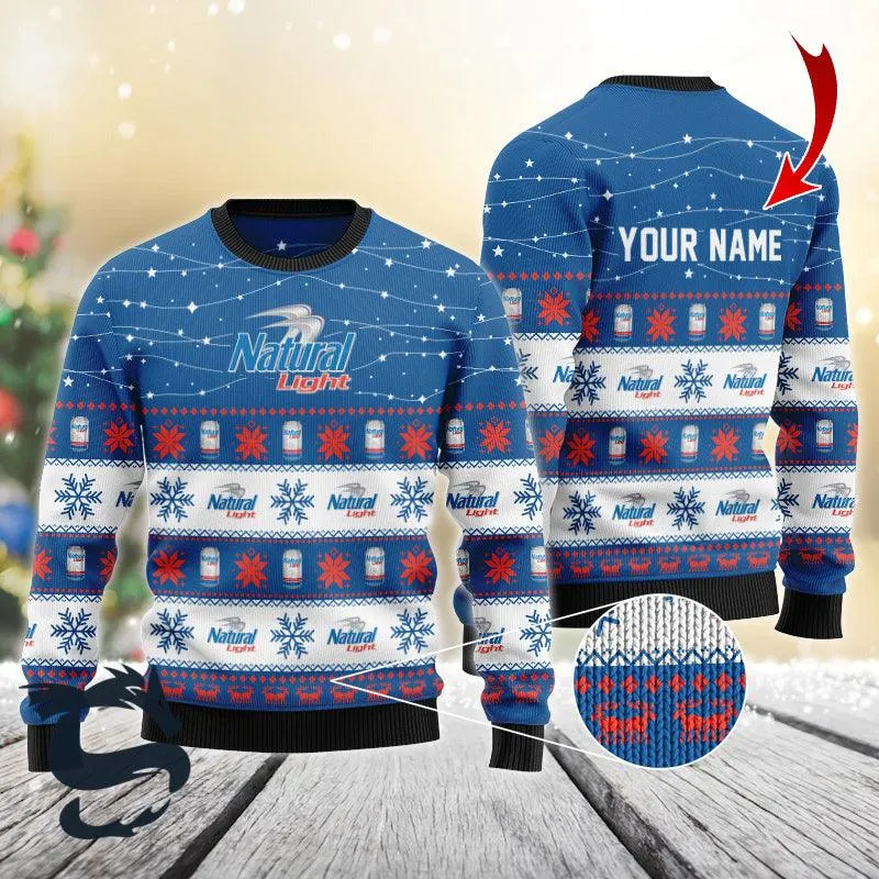 Personalized Christmas Twinkle Lights Natural Light Christmas Sweater