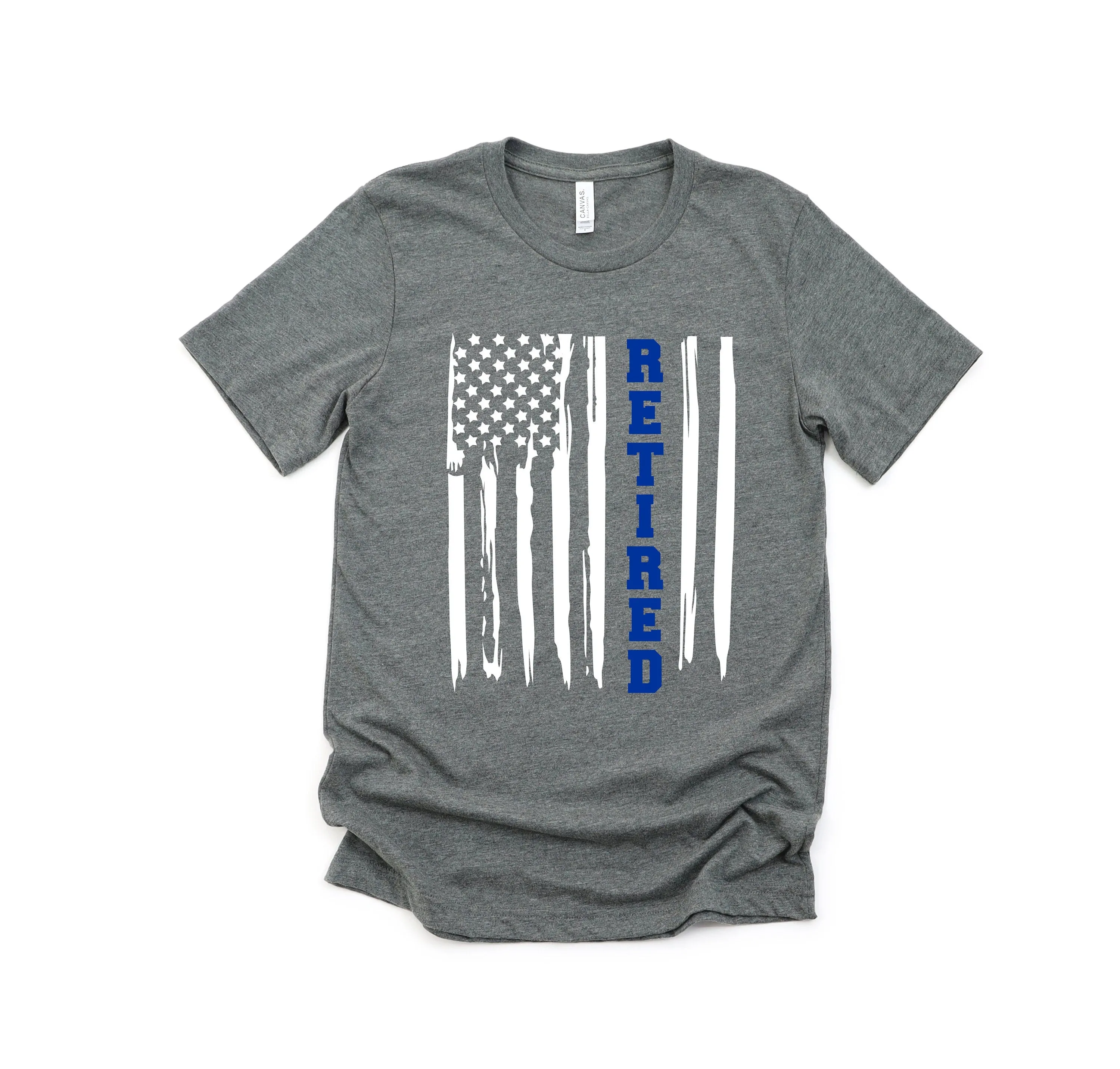 Retired Police Officer - American Flag with Blue Stripe - Police Officer Love T Shirt - Law Enforcement Retirement Gift