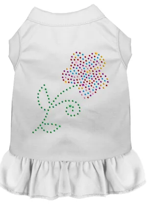 Rhinestone Multi Flower Dress White Xs