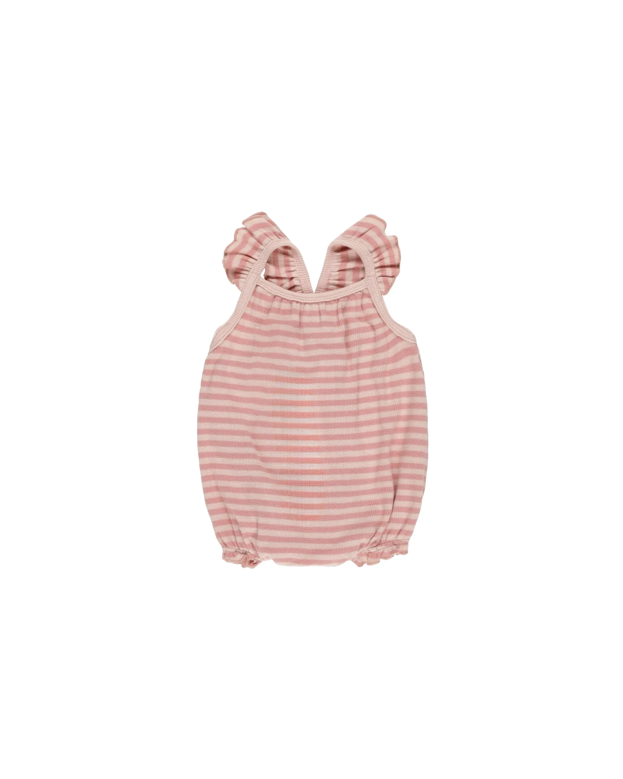 Ruffle Romper in Pink Stripe