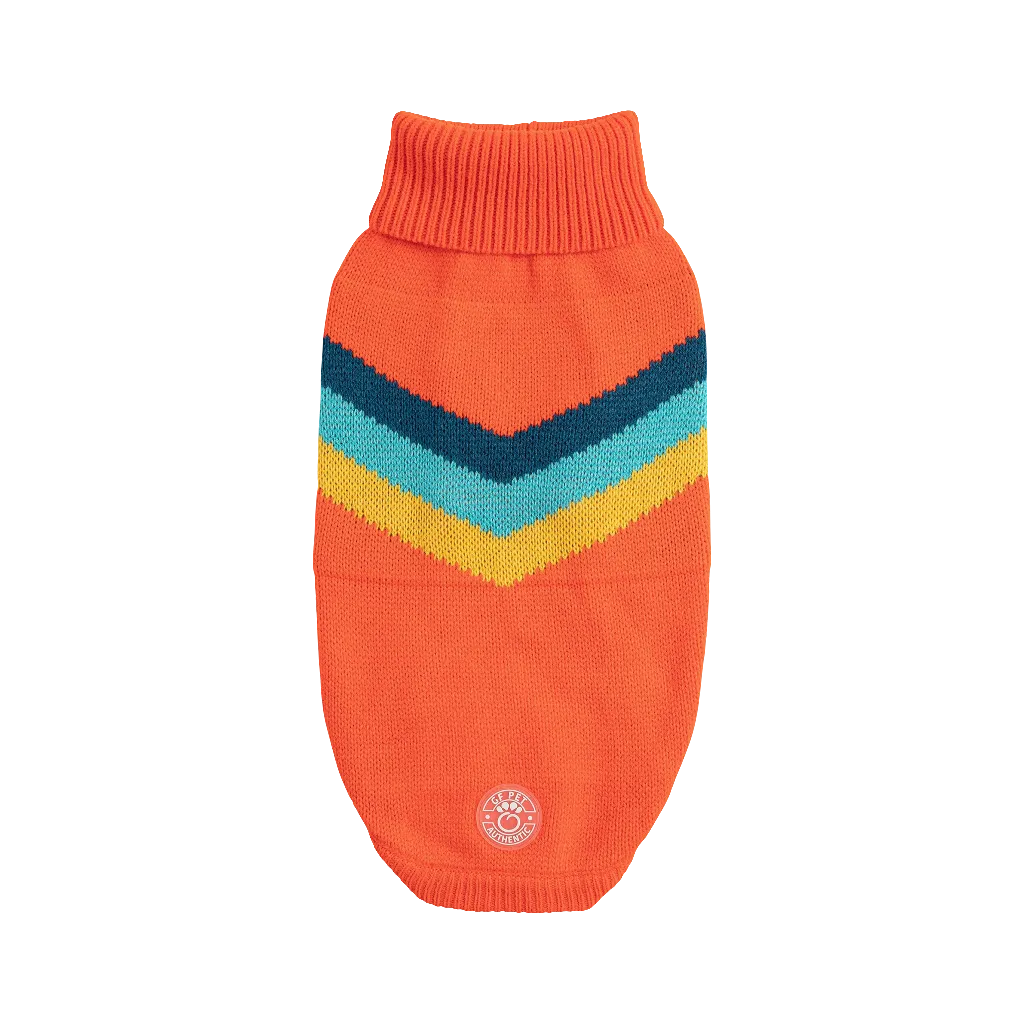 Stylish Alpine Dog Sweater - Orange Turtleneck Pet Apparel