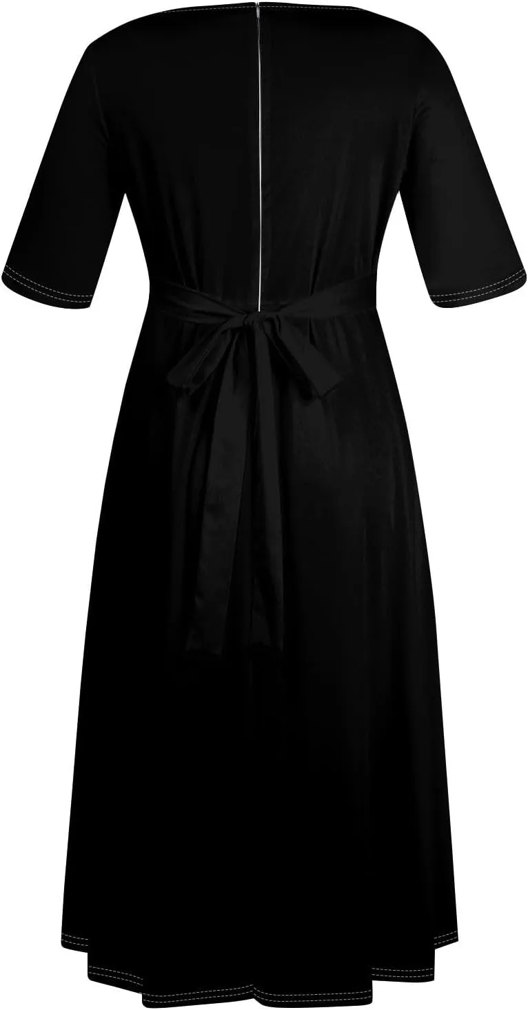Trendy Plus Size Maxi Dresses for Women Formal Long Sleeve Elegant Floral 3/4 Sleeve Ruched Flowy A Line Long Dress