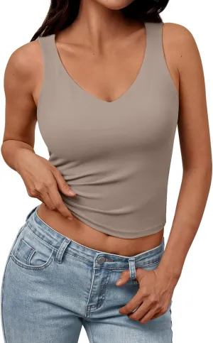 Trendy Queen Womens Tank Tops Double Lined Crop Sleeveless Going Out Camisole Summer Fashion Basic Soft Spring Clothes 2025