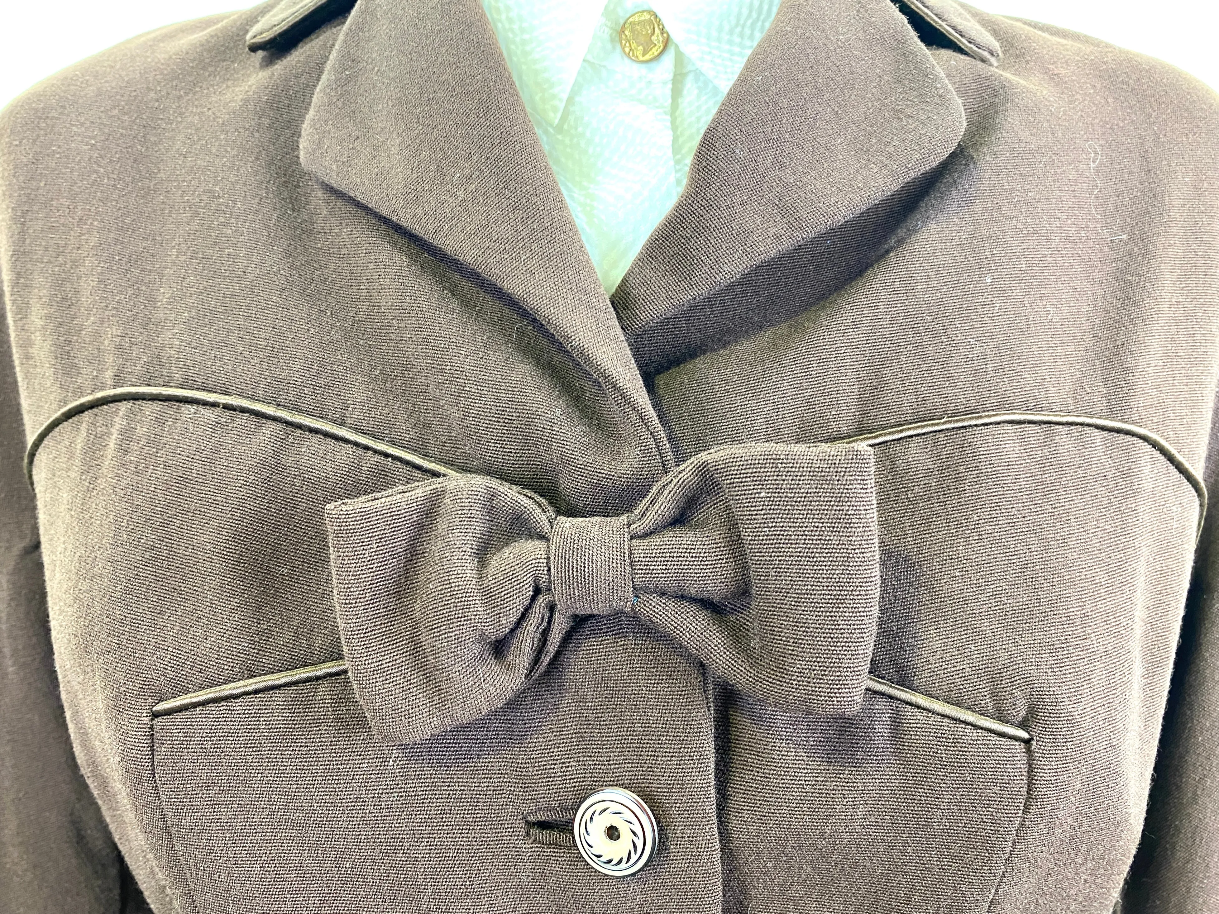 Vintage 1950s Women's Brown Wool Fitted Jacket, Small
