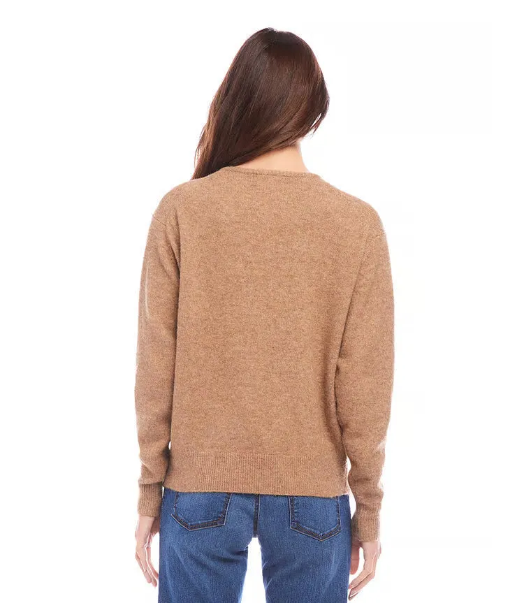 Viviana V-Neck Sweater in Walnut - Karen Kane 3N94269