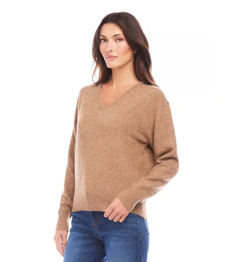 Viviana V-Neck Sweater in Walnut - Karen Kane 3N94269