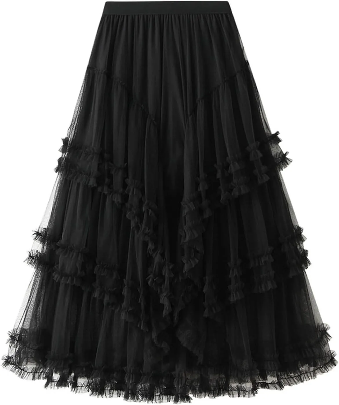 Women's A Line Tulle Party Dinner Tutu Skirt Brown Stretchy High Waisted Flared Skirt Womens Button Front Denim