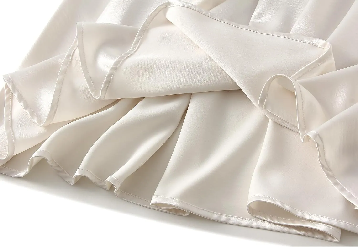 Women's Elegant Long Satin Skirt Summer Pleated Silk Dressy Hidden Elastic Waist Flared A-Line Midi Skirts