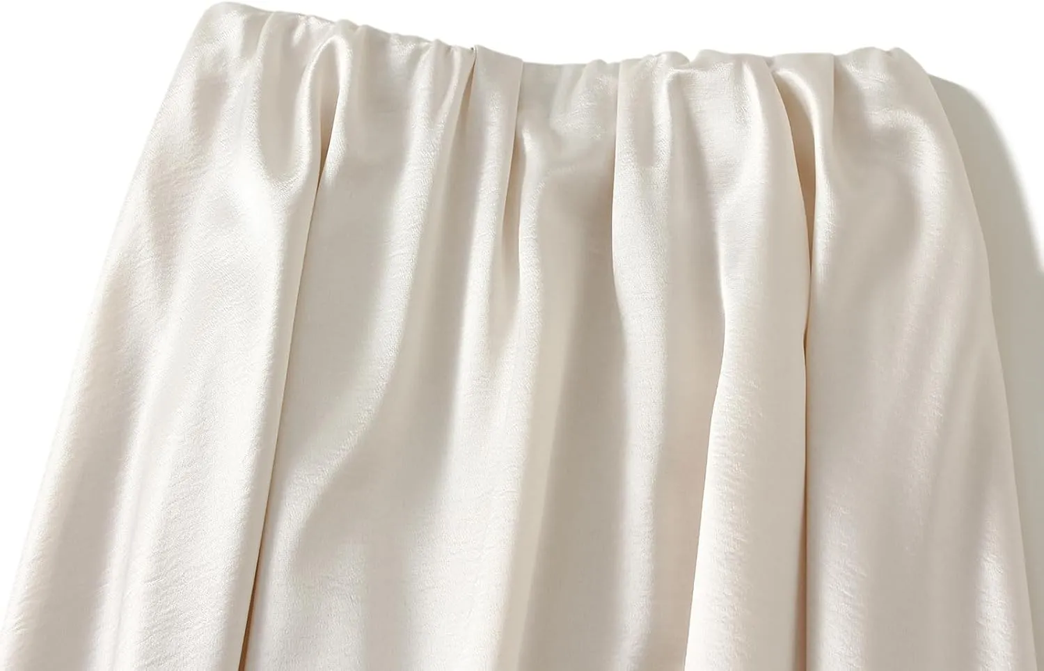 Women's Elegant Long Satin Skirt Summer Pleated Silk Dressy Hidden Elastic Waist Flared A-Line Midi Skirts
