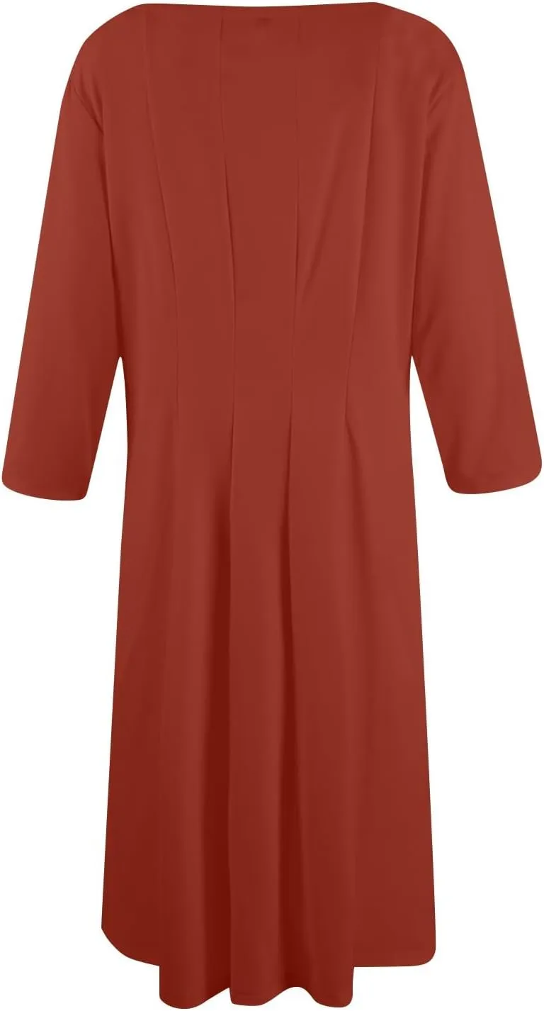 Womens Fall Fashion 2024 Elegant Dresses for Women Pleated Midi A Line Dress Semi Formal