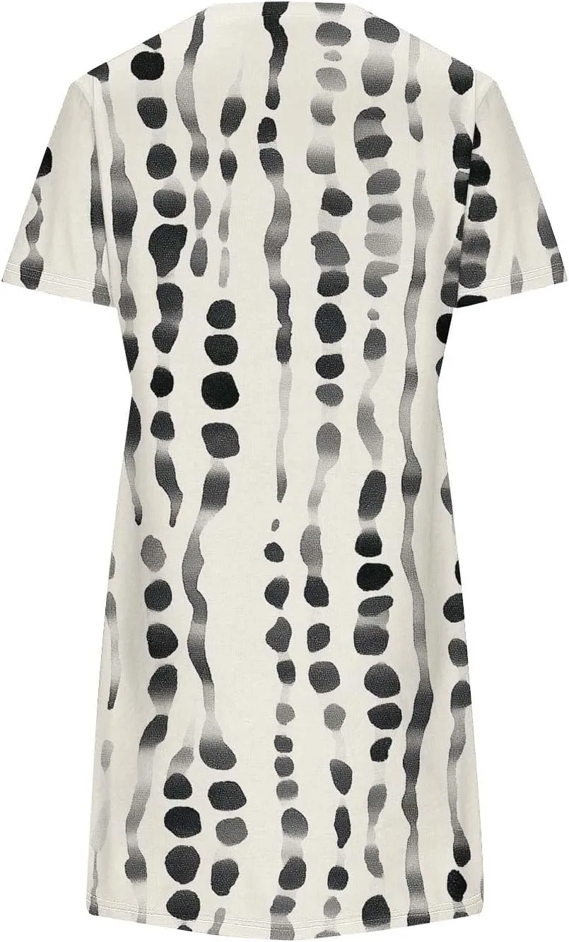 Women's Floral T-Shirt Dress Casual Summer Short Sleeve Mini Dresses Crewneck Tunic Trendy Sundress