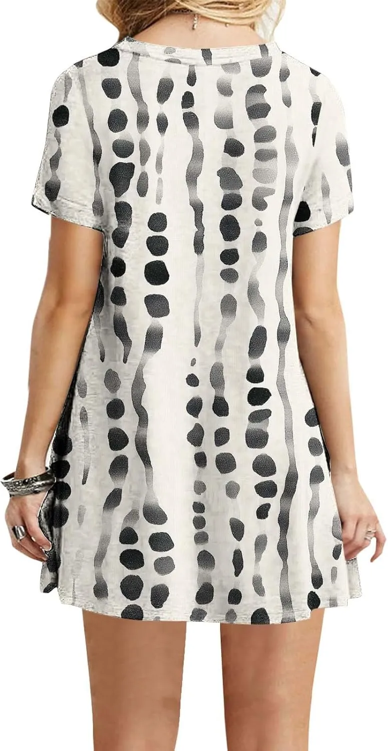 Women's Floral T-Shirt Dress Casual Summer Short Sleeve Mini Dresses Crewneck Tunic Trendy Sundress