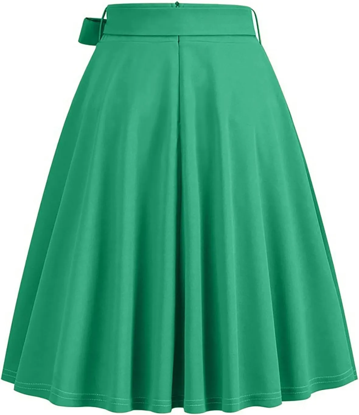 Women's High Waist A-Line Skirt Lace Up Flared Hepburn Midi Skirts Vintage Cocktail Party Swing Knee Length Skirt