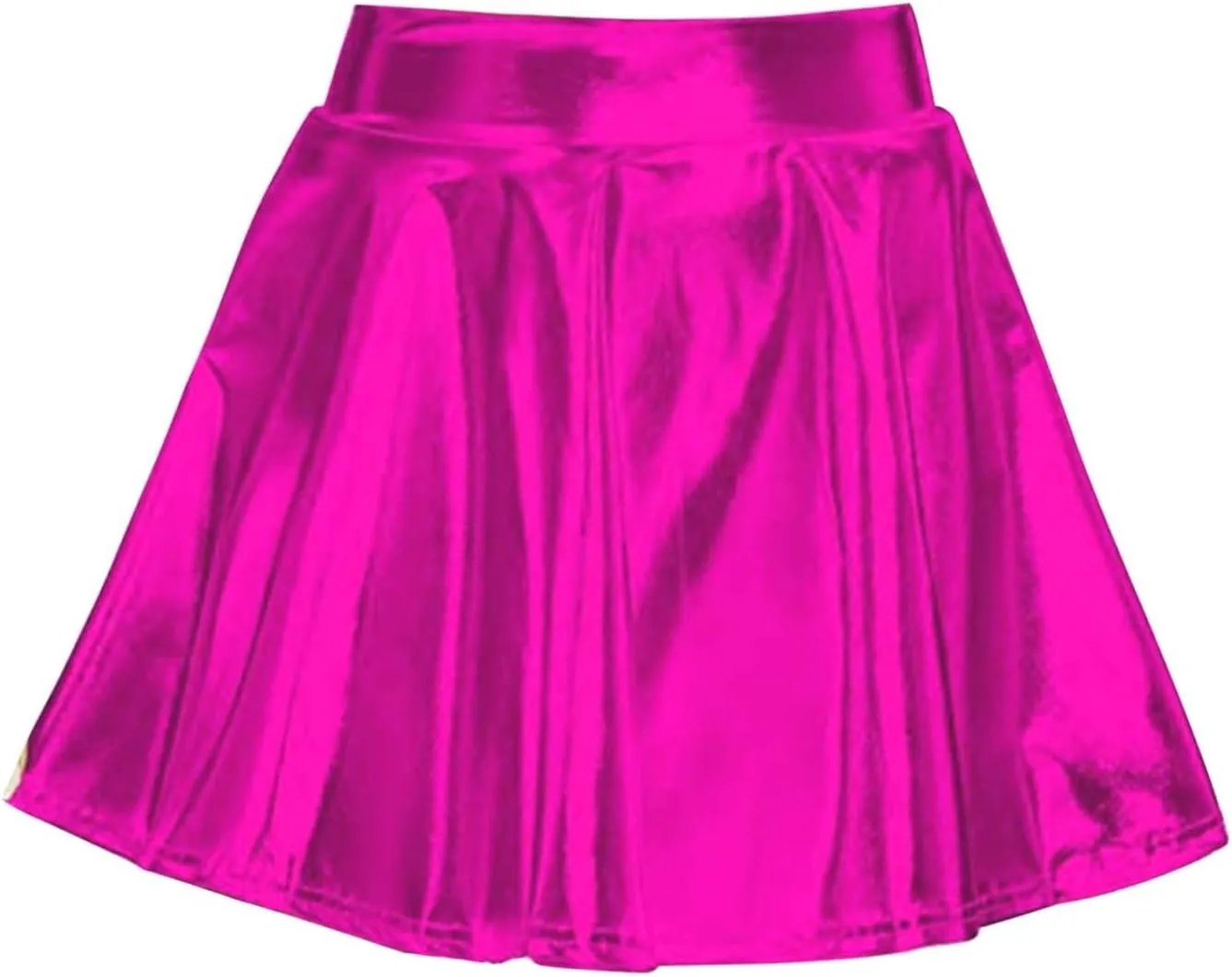 Women's Solid Shiny Flared Pleated Mini Skirt Sexy Costume Party Skirt Short Sexy Skirts