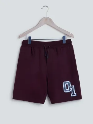 Y&F Kids Wine Printed Cotton-Blend Shorts