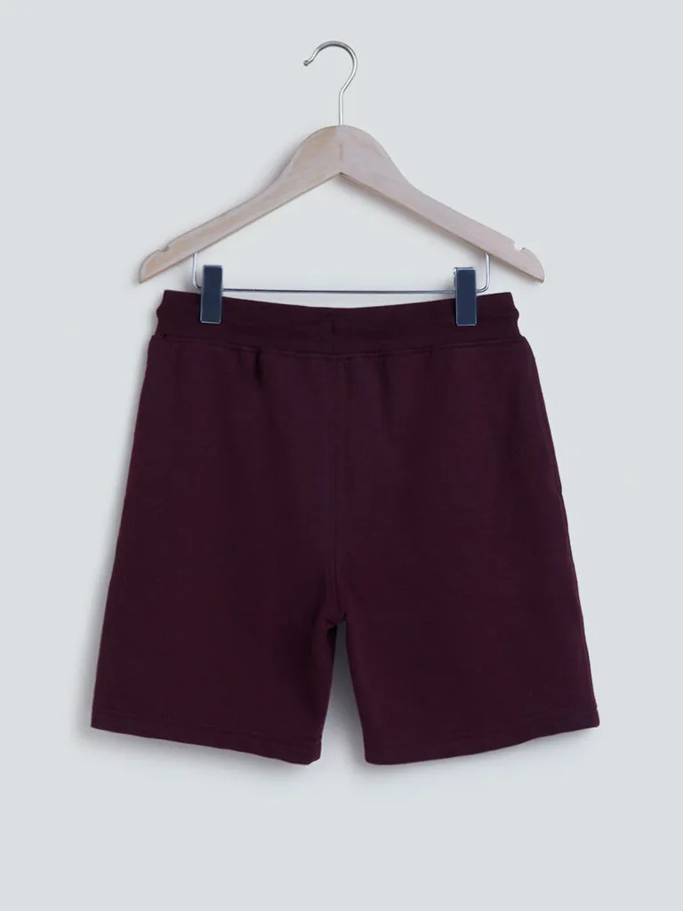Y&F Kids Wine Printed Cotton-Blend Shorts