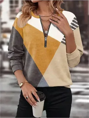 Zipped Elegance Long-Sleeve Tee
