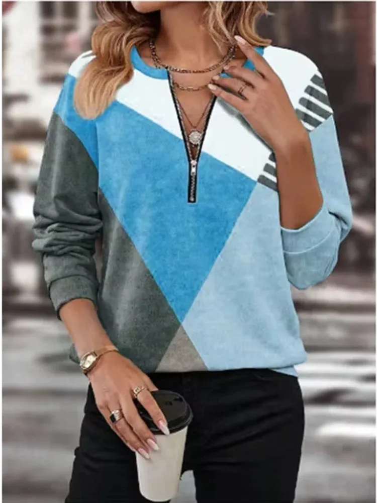 Zipped Elegance Long-Sleeve Tee
